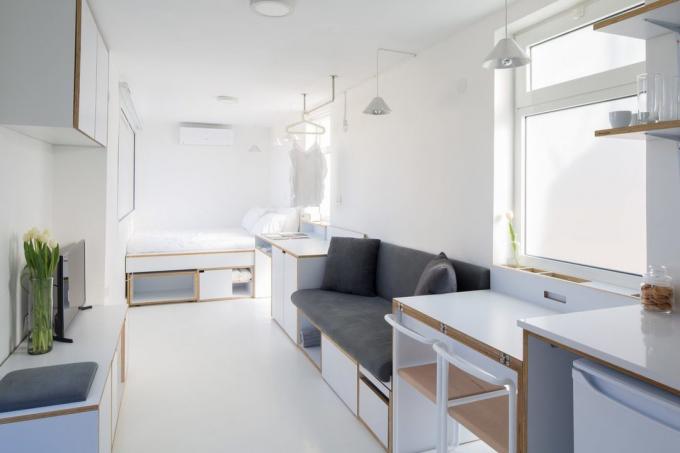 Mieszkanie transformator 15 m² z kuchnią, pokój dzienny i sypialnia