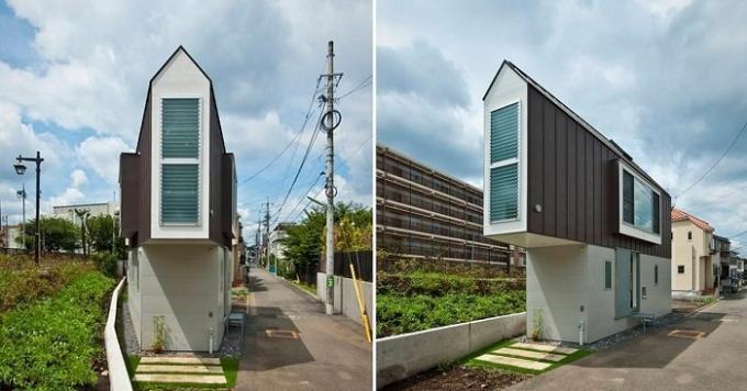 Wąski dom w Japonii.