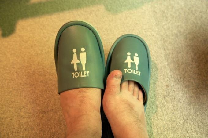 Japończycy są bardzo czujni w porządku, tak że nawet do toalety mają specjalne buty. / Zdjęcie: travellingjoel.files.wordpress.com