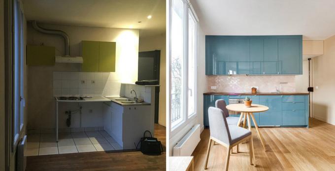 Trochę dvushka 26 m² składa się z sypialni za szybą: Before & After