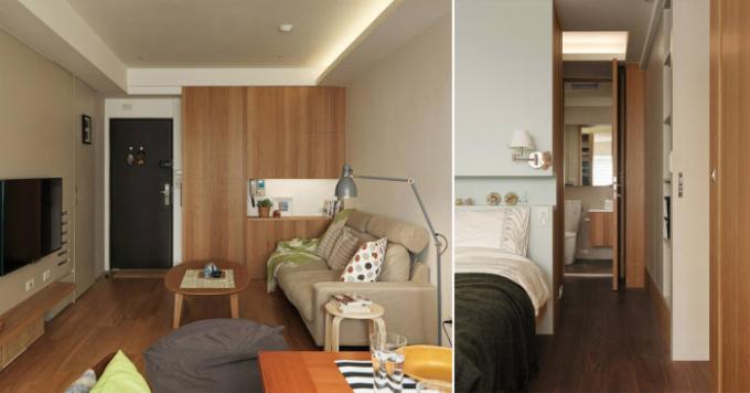 Zaprojektować małe mieszkania, które okazało od studia do dwóch sypialni.