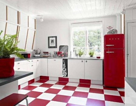 kuchnia czerwona z białym