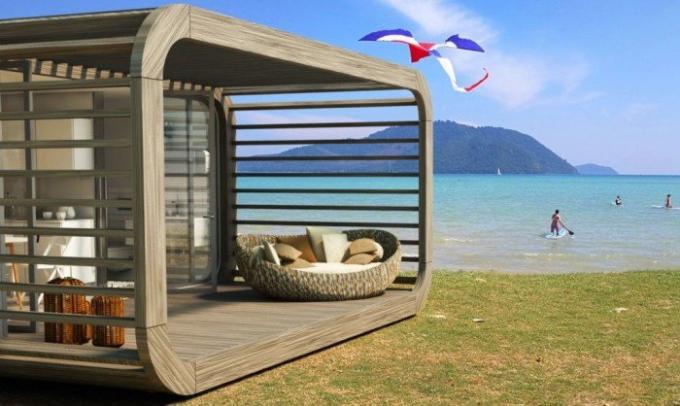Coodo - modułowy dom, który można umieścić na plaży.