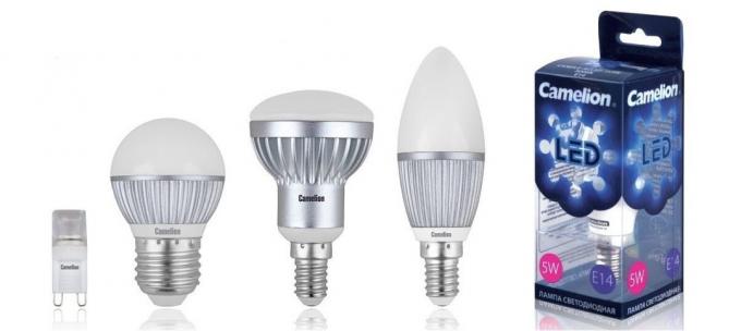 Figura 1. lampy LED o różnych typów nasadek
