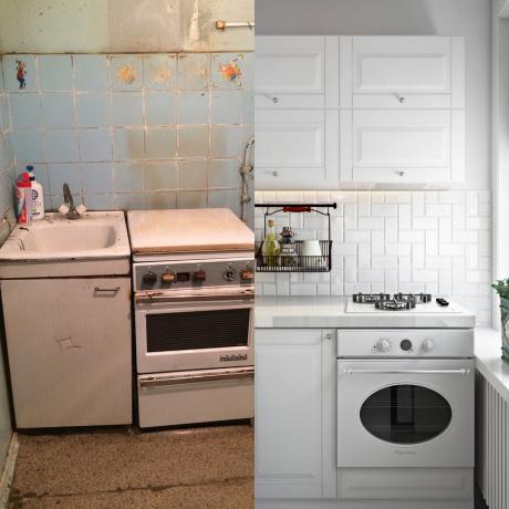 Kuchnia przed i po naprawie