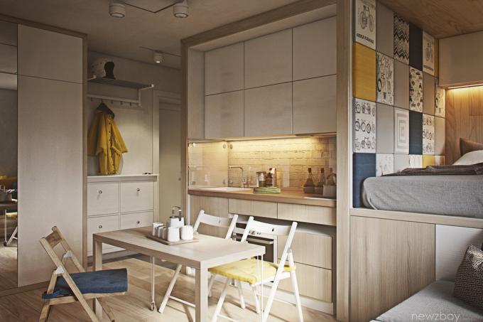 Wnętrze tygodniu: 40 m² odnushka eko-styl minimalizm